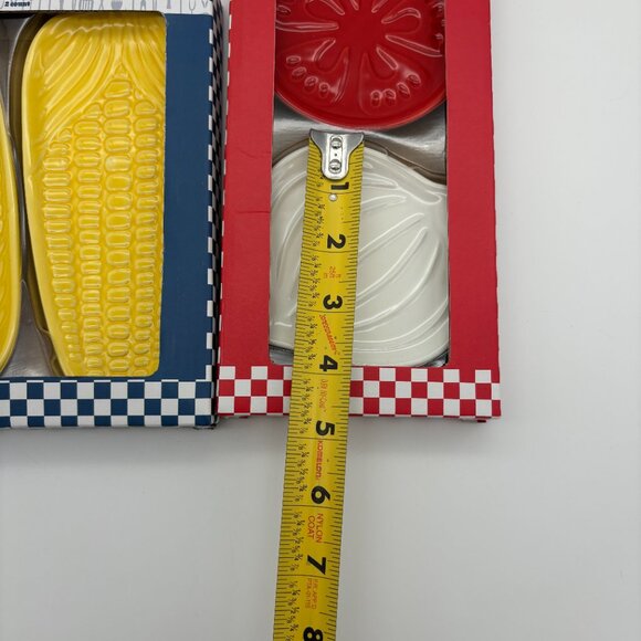 Ceramic Food Dishes, Corn Tomato Onion, Summer BBQ Party Decor Plates NEW - Picture 5 of 5
